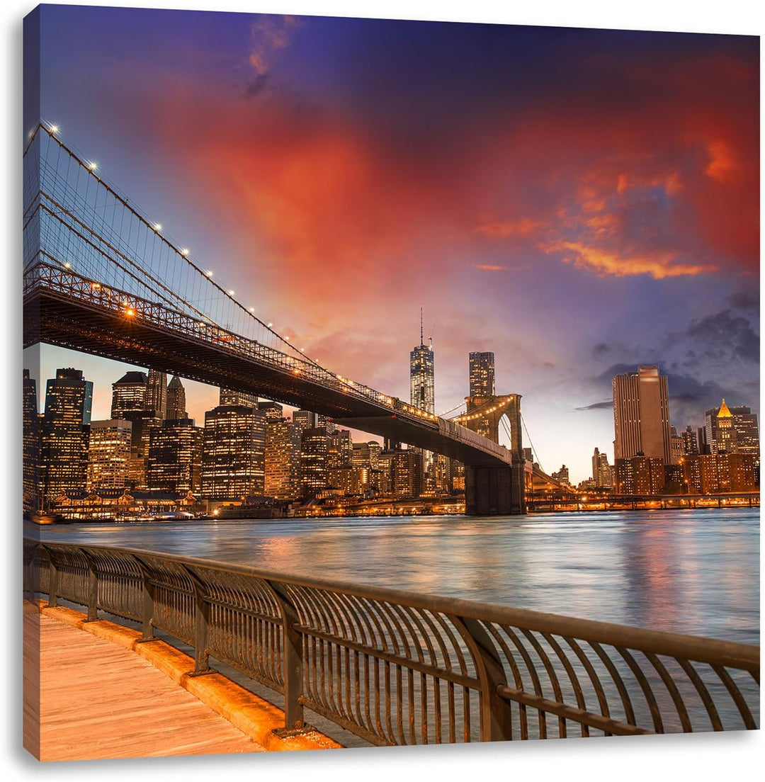 Pixxprint Brooklyn Bridge Park New York, Format: 70x70 auf Leinwand, 70x70