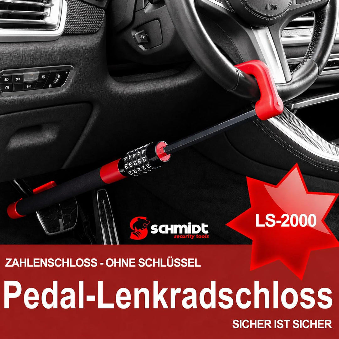 SCHMIDT security tools Pedal-Lenkradschloss LS-2000 49,5-78cm Auto KFZ PKW LKW Diebstahlsicherung Pe