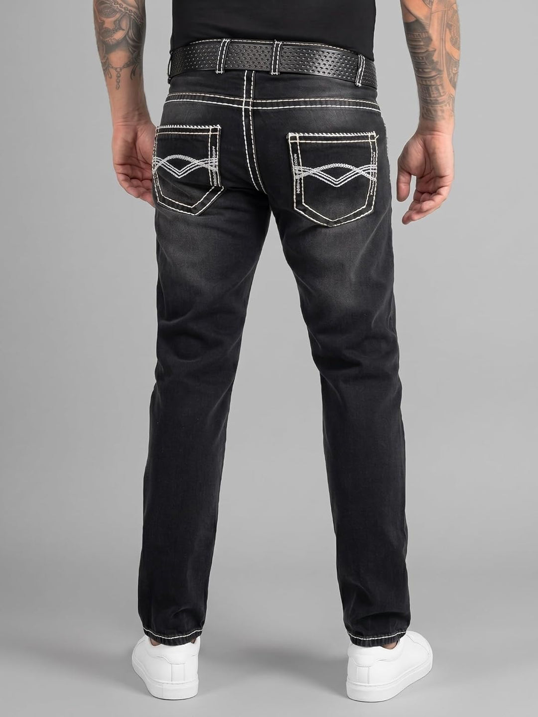 Rock Creek Herren Designer Jeans Hose Dicke Nähte Vintage Blau RC-2056 40W / 32L Dunkelgrau - Rc-216