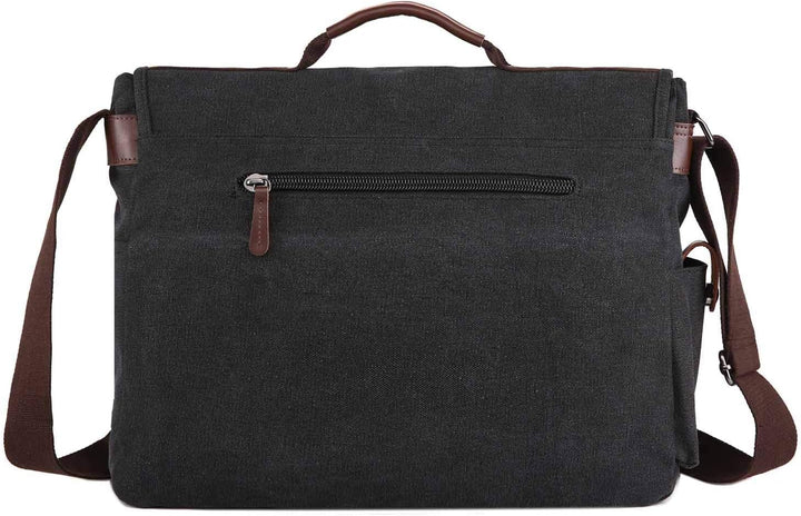 Neuleben Wasserdicht Laptoptasche für 15,6'' Laptop Vintage Schultertasche Umhängetasche Canvas Lede
