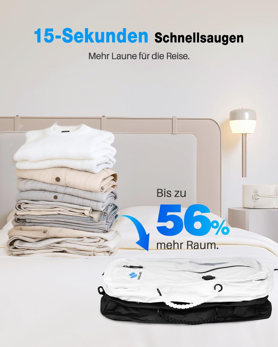 Zurligi Vakuumbeutel Reise Set mit Pumpe, wiederverwendbar, reissfestes Nylon, wasserdichter Vakuum-