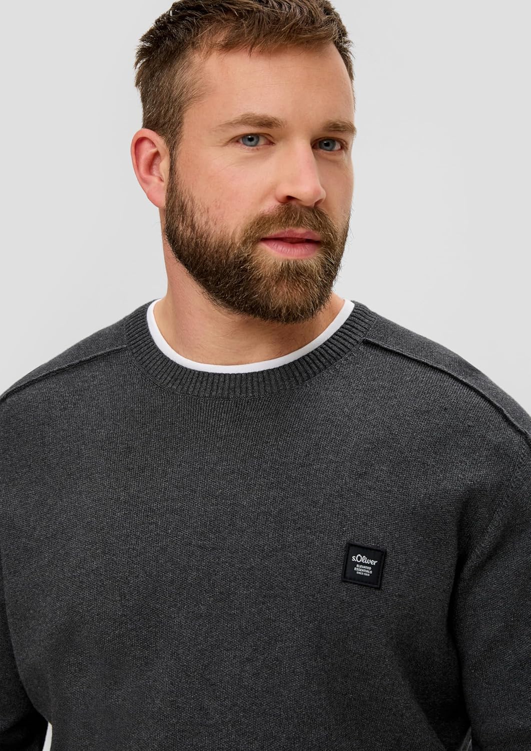 s.Oliver Herren Pullover mit Crew Neck, Grau