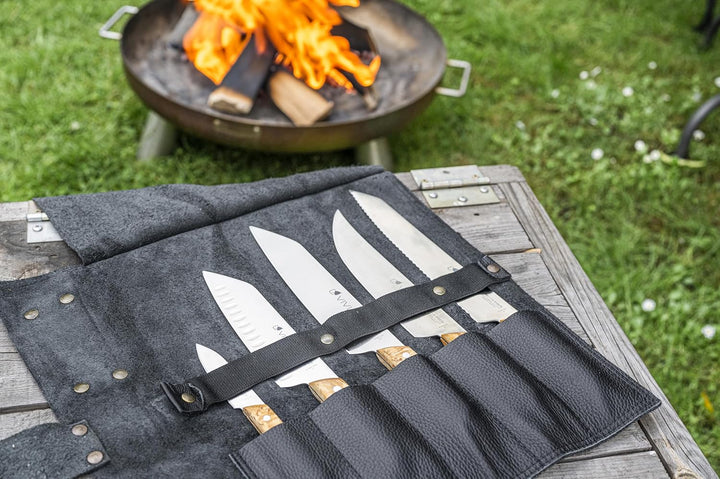 F. DICK Leder-Rolltasche „VIVUM“ (5-teilig, kleinen Officemesser, Santoku mit Kullenschliff, klassis