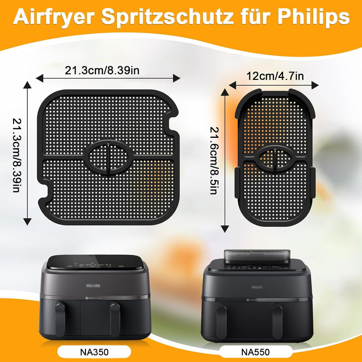 Heissluftfritteuse Spritzschutz für Philips Dual Basket 9l, 2 Stk Airfryer Spritzschutz für Philips