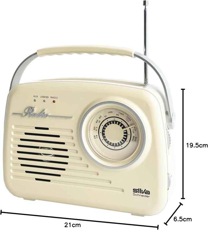 Silva-Schneider Mono 1965, Kofferradio, Netz- oder Batteriebetrieb, beige Beige Single, Beige Single