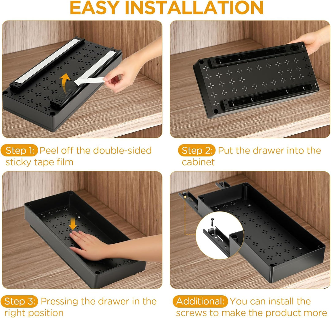 Cozary Teleskopschublade Organizer mit Dämpfungssystem – 3 Grössen (13/18/27x40x7 cm), Ausziehbares