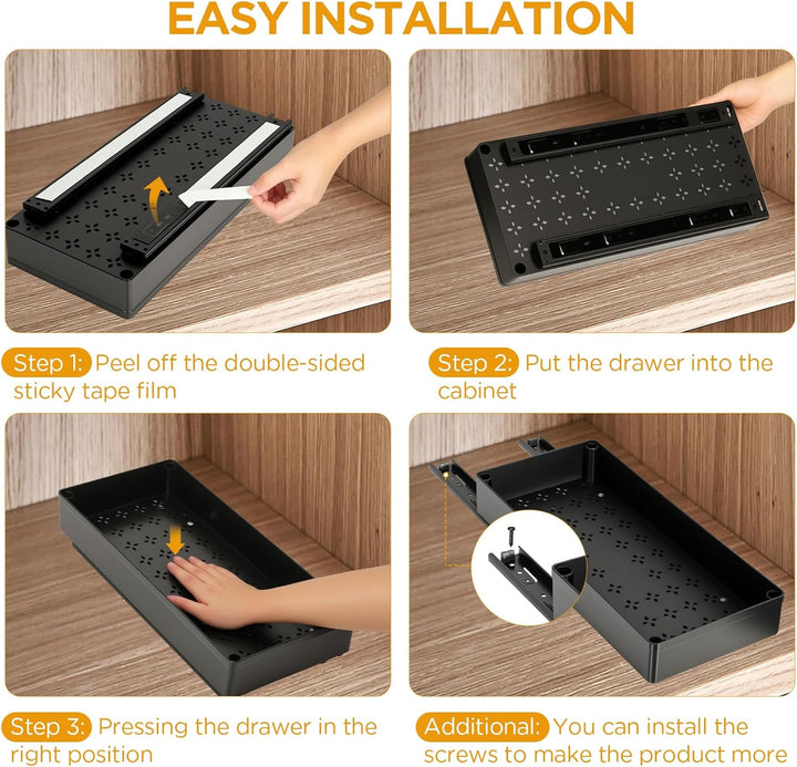 Cozary Teleskopschublade Organizer mit Dämpfungssystem – 3 Grössen (13/18/27x40x7 cm), Ausziehbares