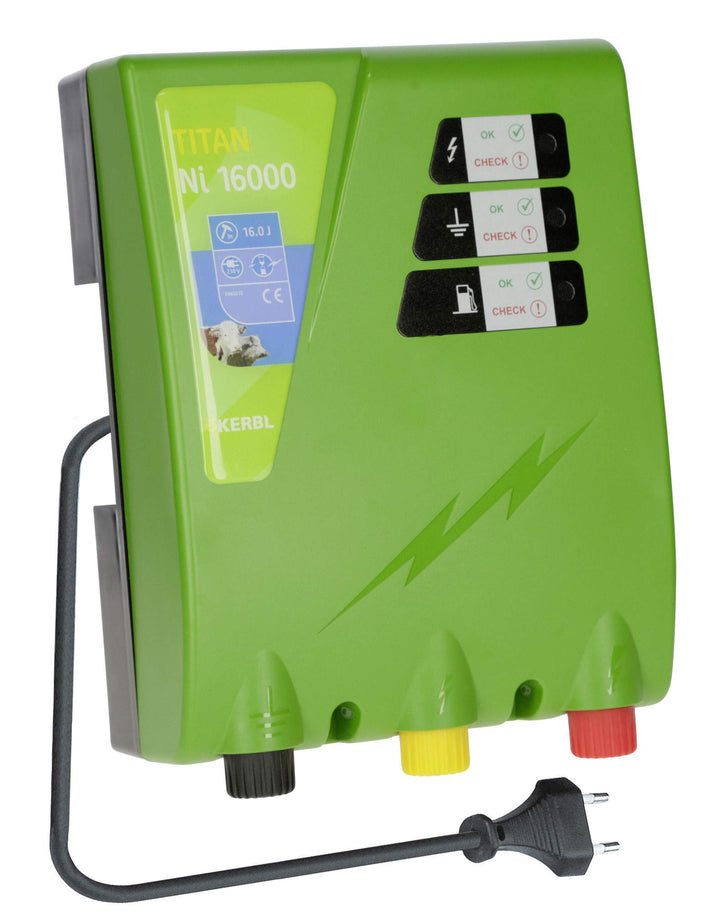 Kerbl Weidezaungerät Titan Ni 16000, 16.0 J Weidezaun Gerät Stromversorgung Netzgerät 230V, Titan Ni
