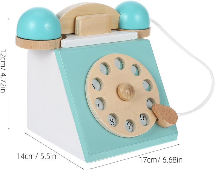 BESTonZON Holz Telefon Spielzeug Mit Wählscheibe Retro Design Kindertelefon Ab 3 Jahre Für Interakti
