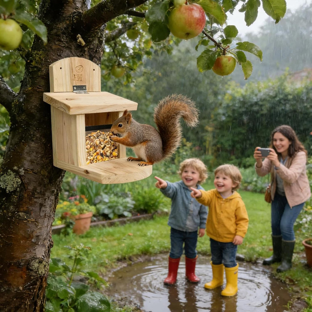 Eichhörnchen-Futterhaus | Futterhaus mit Ausgabesystem - Nagefestes Dach Eichhörnchen Futterspender