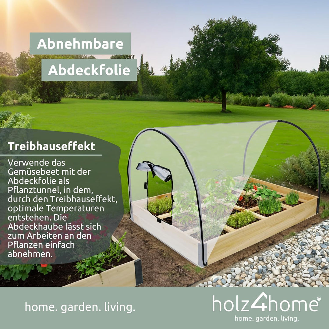 holz4home® Hochbeet aus Fichtenholz | 40 x 79,5 x 78 cm (BxHxL) | Mit Folie und Polycarbonatplatte f