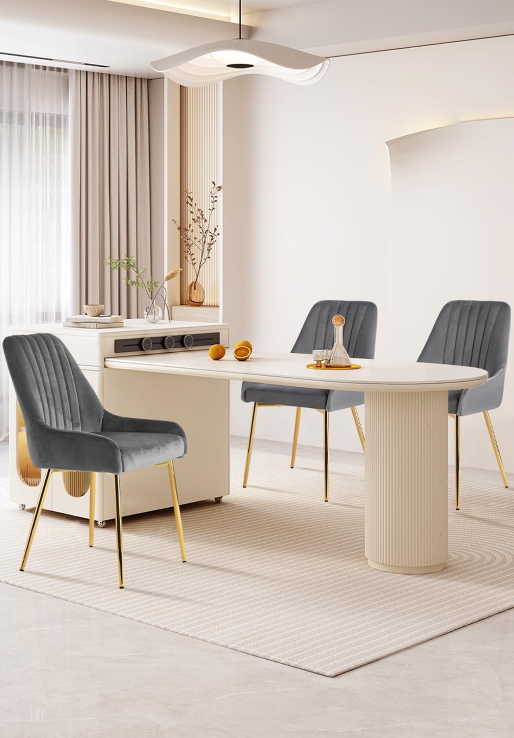 EsszimmerstüHle 2er Set, Moderne Samt-WohnzimmerstüHle, Polsterstuhl Esszimmer,Gepolsterter Armloser