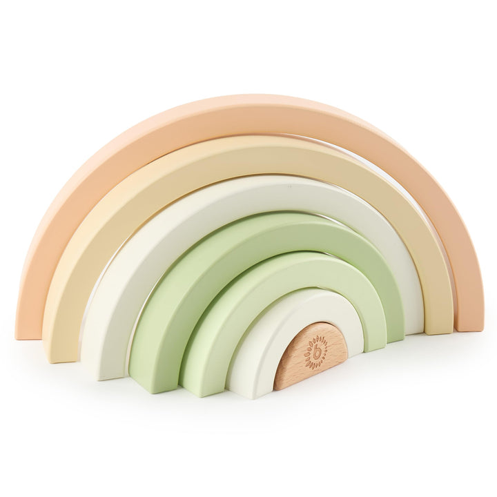 Bieco Regenbogen-Stapelturm aus Holz | Montessori Jousting Spiel für Baby und Kinder | Holzhase fein