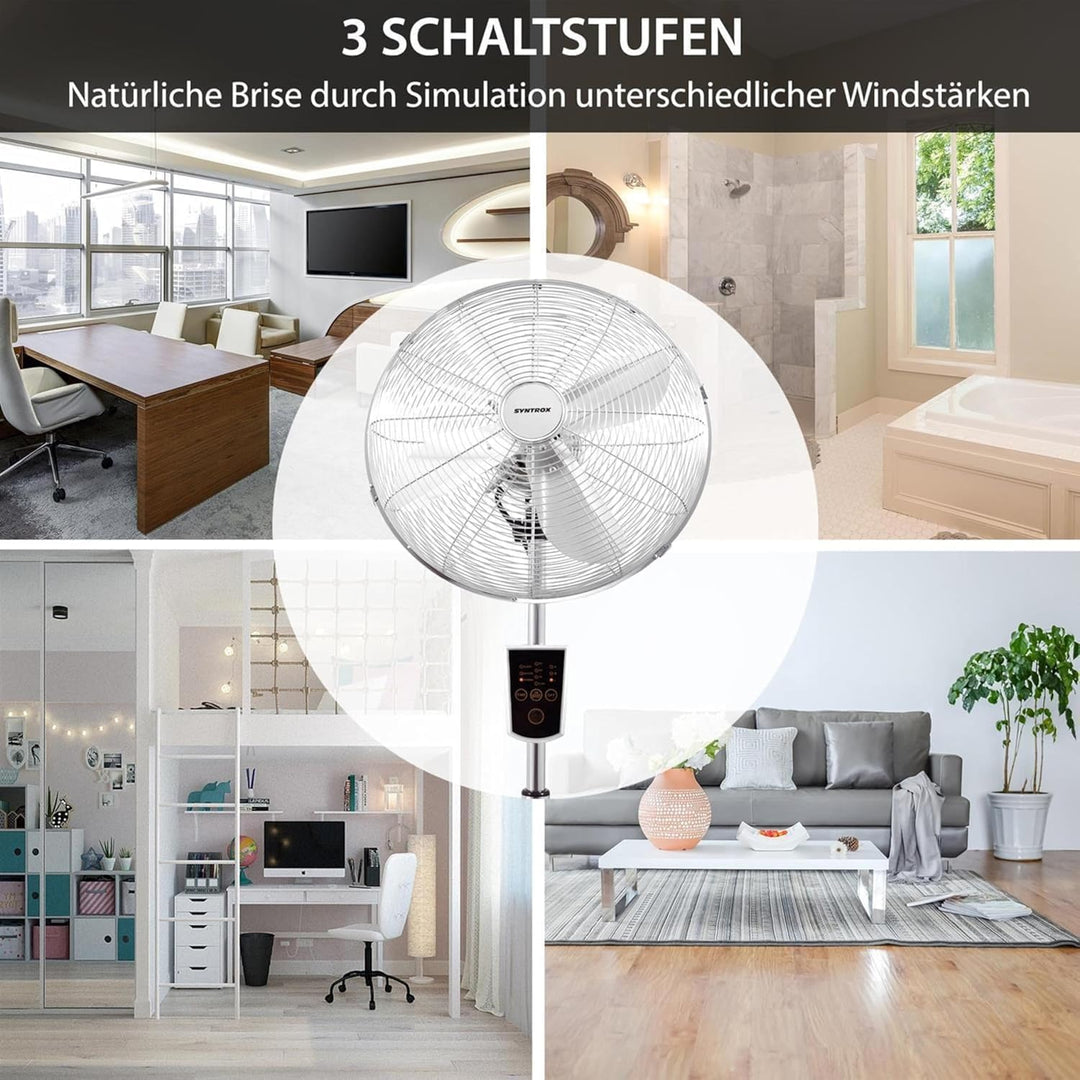 Syntrox Edelstahl Ventilator Plinkad | Standventilator | Bodenventilator | Lüfter, Leis, mit Zeitsch