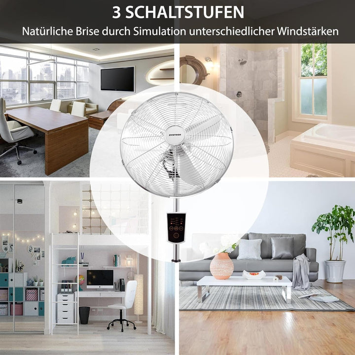 Syntrox Edelstahl Ventilator Plinkad | Standventilator | Bodenventilator | Lüfter, Leis, mit Zeitsch