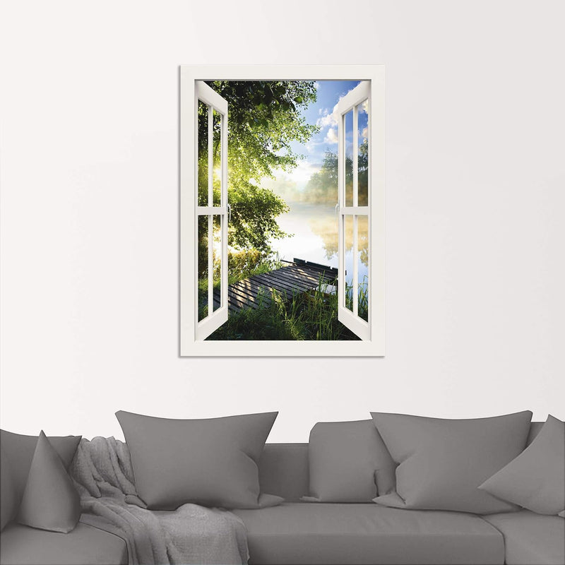 ARTland Wandbild Alu Verbundplatte für Innen & Outdoor Bild 70x100 cm Fensterblick Fenster Landschaf