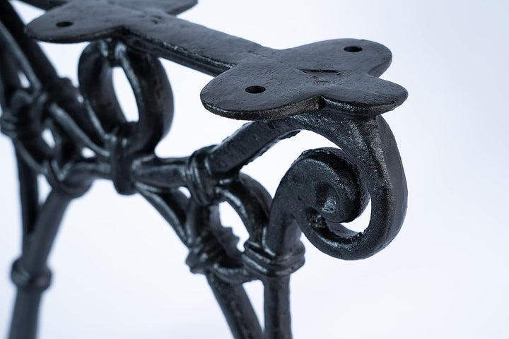 SEZAM Bankfüsse aus Gusseisen Schwarz x 2 Stück, ohne Rückenlehne - 46 x 37,5 x 39 cm, für 3 Holzban