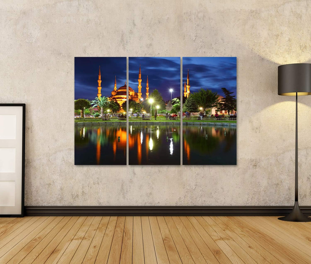Bild Bilder auf Leinwand Blaue Moschee - Istanbul Türkei Wandbild Poster Leinwandbild RAJ 130x80cm -