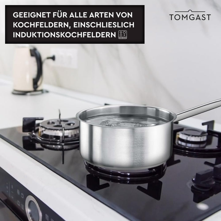 Stieltopf Durchmesser: 13 cm Höhe: 5 cm Fassungsvermögen: 0,7 l | Edelstahl 18/10 | Wandstärke 1 mm