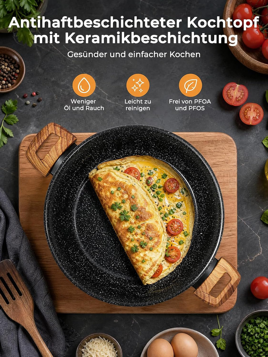 D.Perlla Kochtopf Induktion Topf mit Deckel, 28 cm Suppentöpfe, 8.5 L | Aluminium Topf mit antihaftb