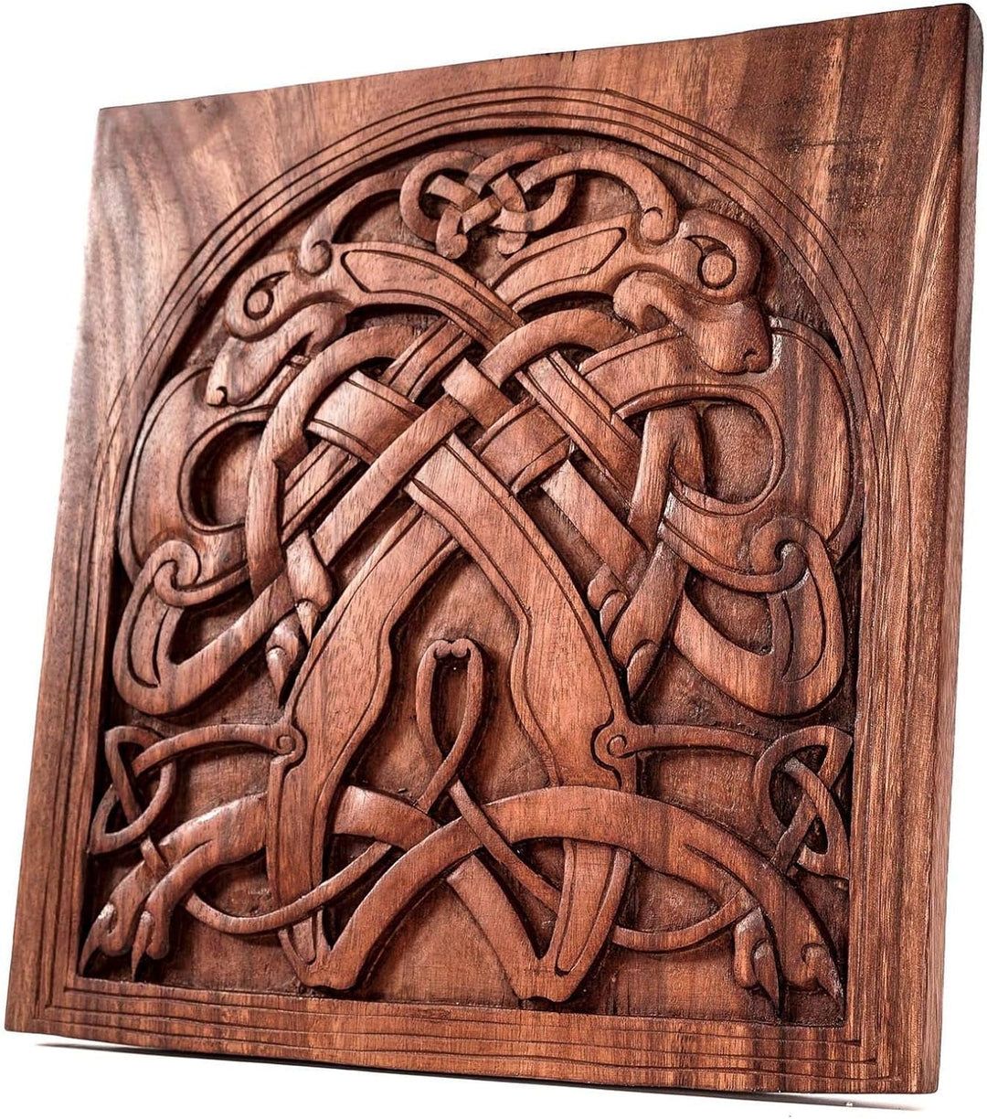 Windalf Grosses Vikings Holzbild CULLAIN VIKING WOOD ART 32 cm Wandrelief Handarbeit Holz