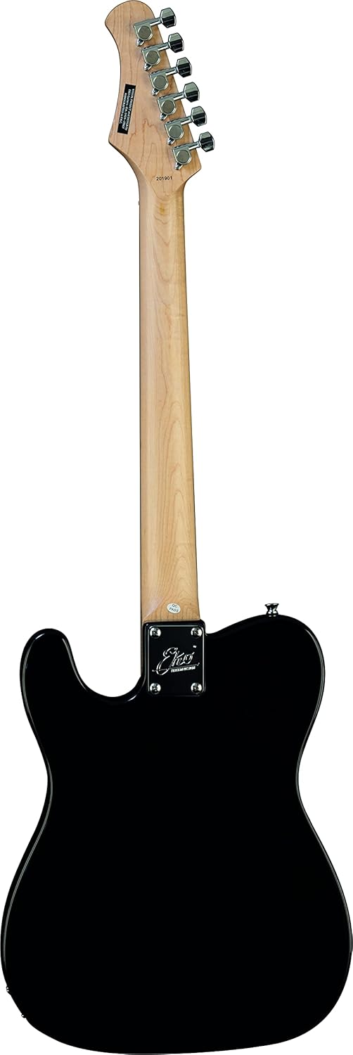 EKO VT-380 Black, Elektro-Gitarre, Form Tele, Schwarz und Weiss