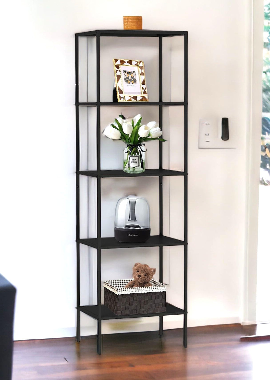 DanDiBo Standregal Schwarz Schmal Metall mit 5 Ebenen 170x50x35 cm Regal Bad Küche Stehend 96472 Met