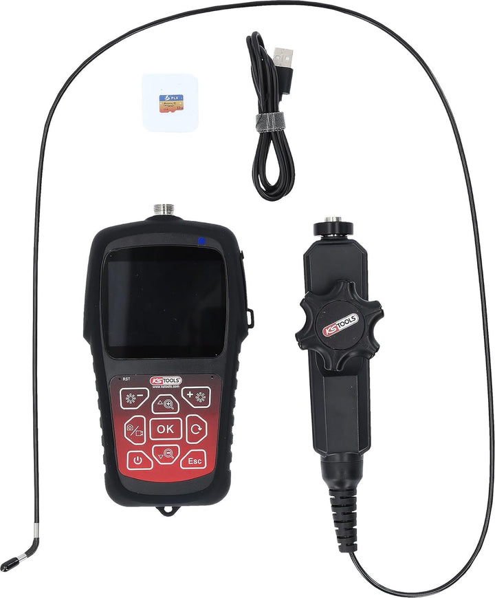 KS Tools 550.7550 HD-Videoskop-Satz mit Ø 3,9 mm 180° und 0° HD Frontkamera-Sonde, flexible PVC Hüll