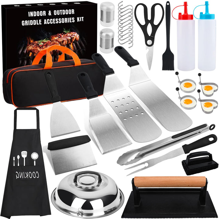 32 Stücke BBQ Grillbesteck Set,Edelstahl Grillzubehör,Hochwertiges Edelstahl Grill Zubehör Set,Grill