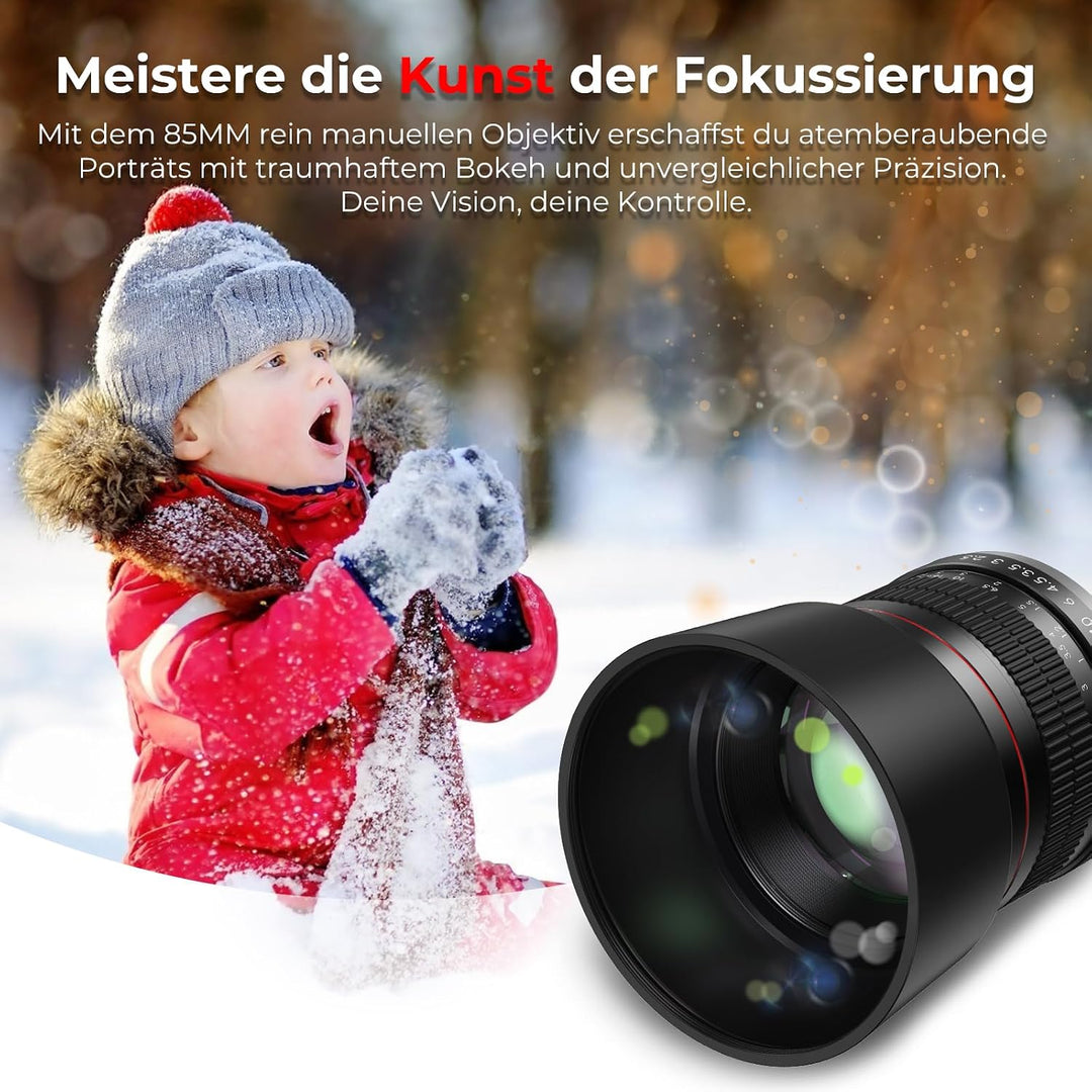 Lightdow 85mm F1.8 EF Objektiv für Canon, Portrait Objektiv Manueller Fokus für Canon EOS Rebel SL2