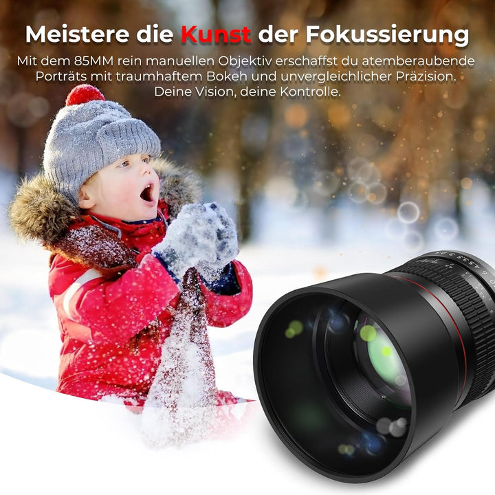 Lightdow 85mm F1.8 EF Objektiv für Canon, Portrait Objektiv Manueller Fokus für Canon EOS Rebel SL2