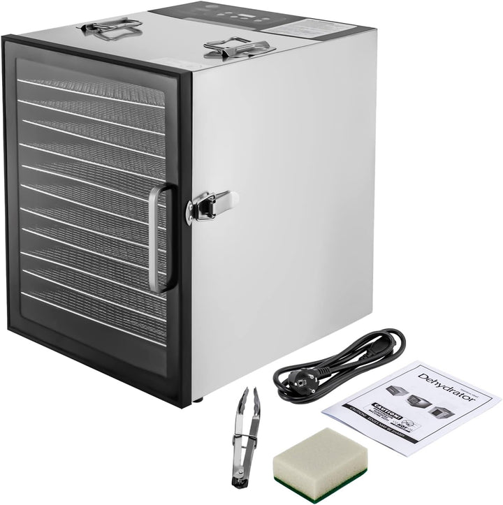 Dörrautomat Edelstahl Premium Lebensmittel Dehydrator mit 12 Einlegefächer, Lebensmitteltrockner 35-