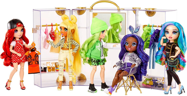 Rainbow High Deluxe Fashion Closet Spielset – 400+ modische Looks! Tragbarer transparenter Acryl-Spi