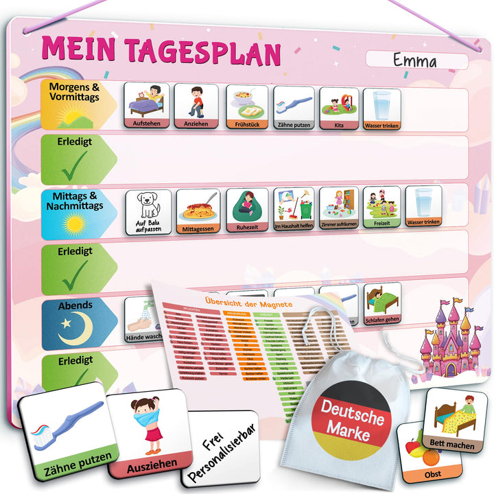 LIKARTO Routine Planer Kinder – [DAS ORIGINAL] – Montessori Aufgabenplaner & Magnettafel – individue