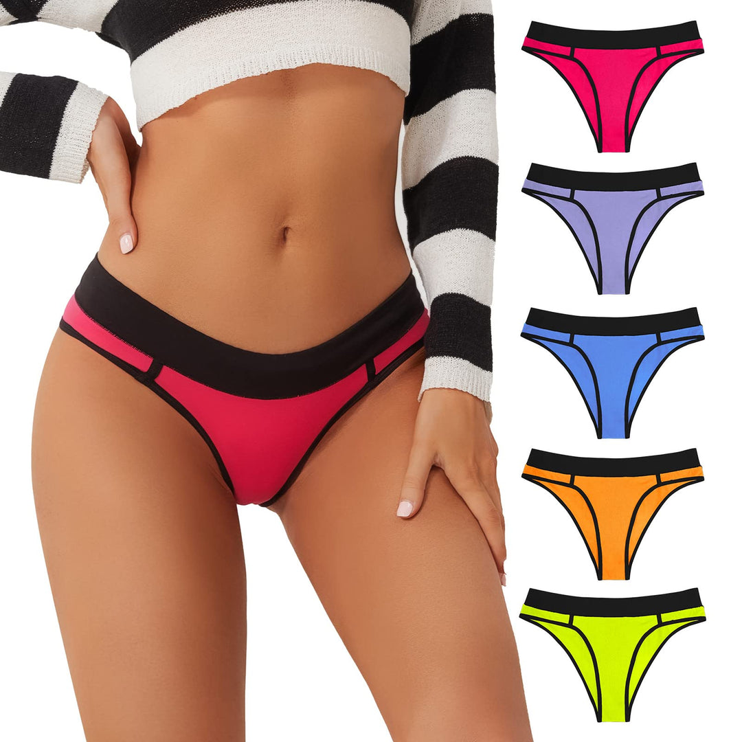 PHOLEEY 5er Pack Slips Damen Baumwolle Unterhosen Unterwäsche Frauen Atmungsaktiv Weich Bequem Slip