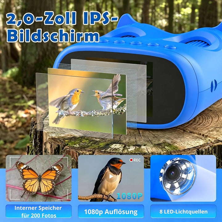 2 in 1 Mikroskop für Kinder und Fernglas Kinder, 2,0" IPS HD Mikroskop, 1000x Vergrösserung Teleskop