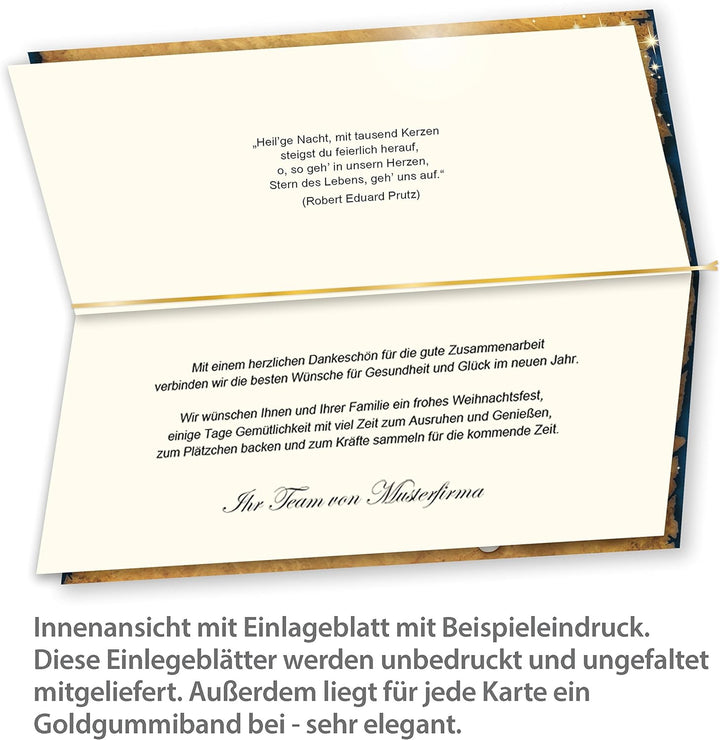 tatmotive Nordpol Express Weihnachtskarten Set (50 Sets) mit Umschlag und mit Einlegeblätter Einlege