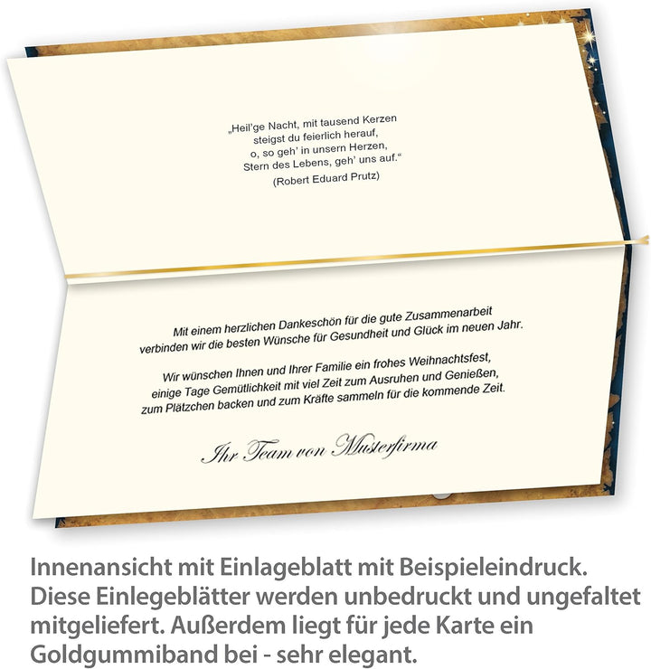 tatmotive Nordpol Express Weihnachtskarten Set (25 Sets) mit Umschlag und mit Einlegeblätter Einlege