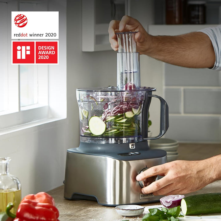 Kenwood Multipro Compact+ FDM313SS Kompakt-Küchenmaschine, 2,1 Liter, Integrierte Waage, Edelstahl M