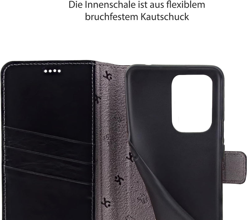 Suncase Book-Style Hülle kompatibel mit Xiaomi Redmi Note 12 Pro 5G Leder Tasche (Slim-Fit) Lederhül