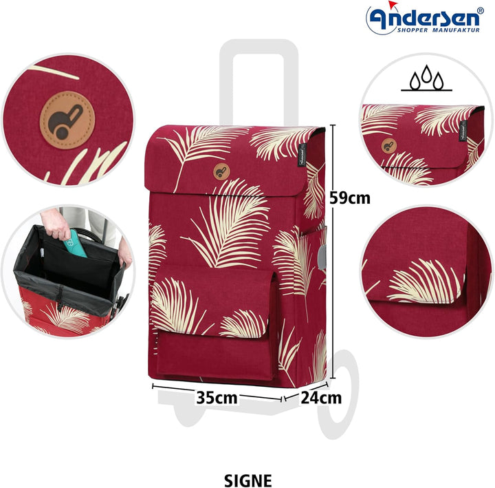 Andersen Einkaufstrolley Ersatztasche - 51 Liter - Seiten- & Fronttasche - extra Innenfach - wassera