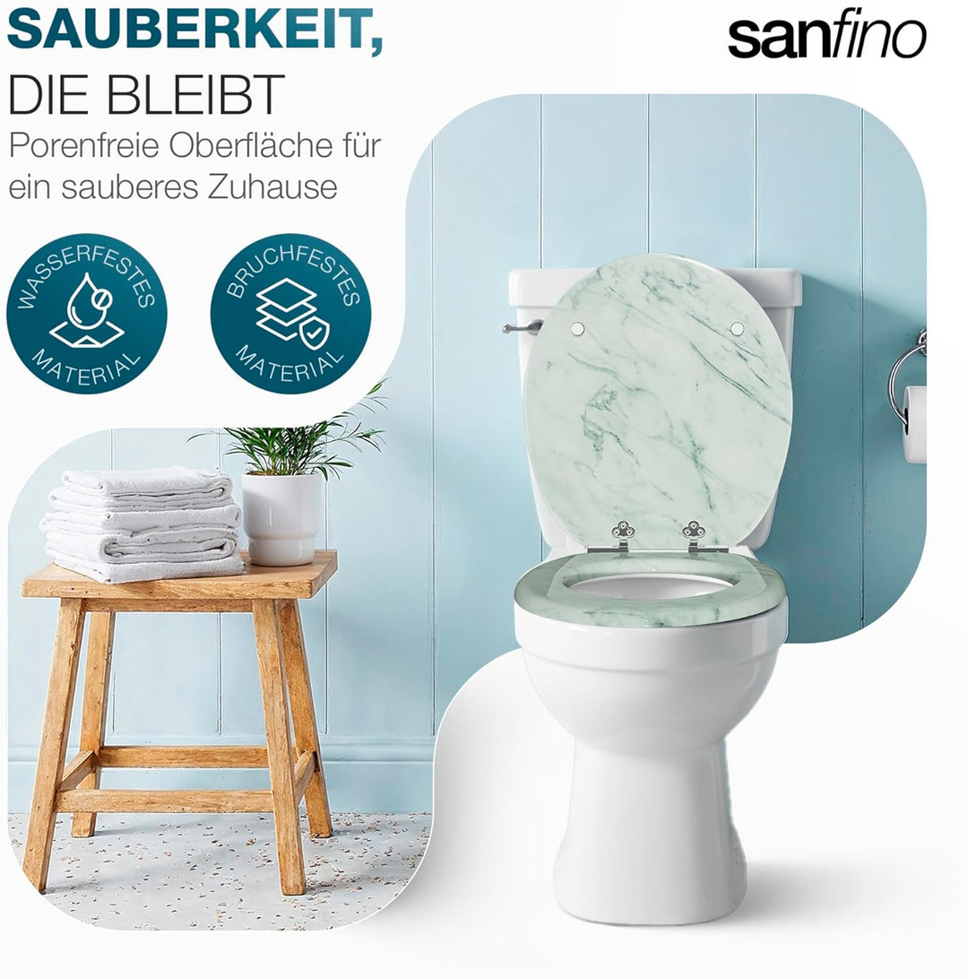 SANFINO® Premium WC Sitz mit Absenkautomatik – hochwertige Toilettendeckel aus Holz, viele bunte Mot