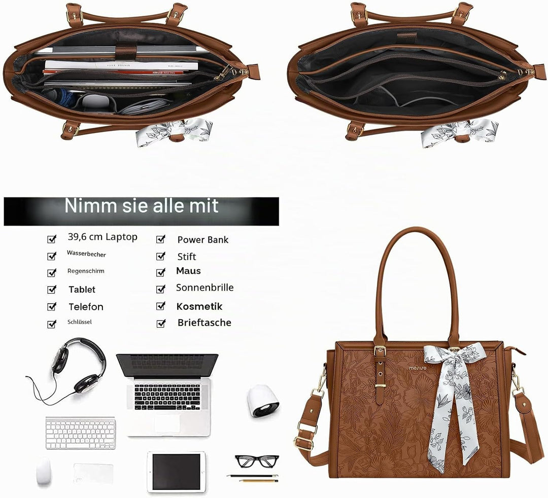 MOSISO Laptoptasche Damen, 17,3 Zoll PU Lehrertasche Handtasche Kompatibel mit MacBook HP Dell Asus,