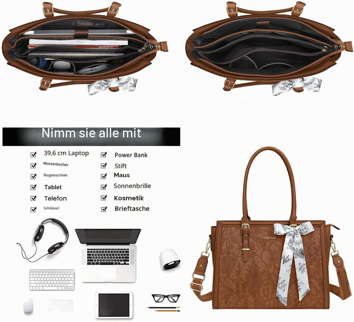 MOSISO Laptoptasche Damen, 17,3 Zoll PU Lehrertasche Handtasche Kompatibel mit MacBook HP Dell Asus,