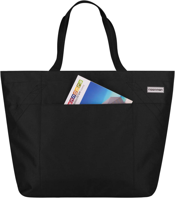 anndora XXL Shopper schwarz - Strandtasche Schultertasche Einkaufstasche, Schwarz