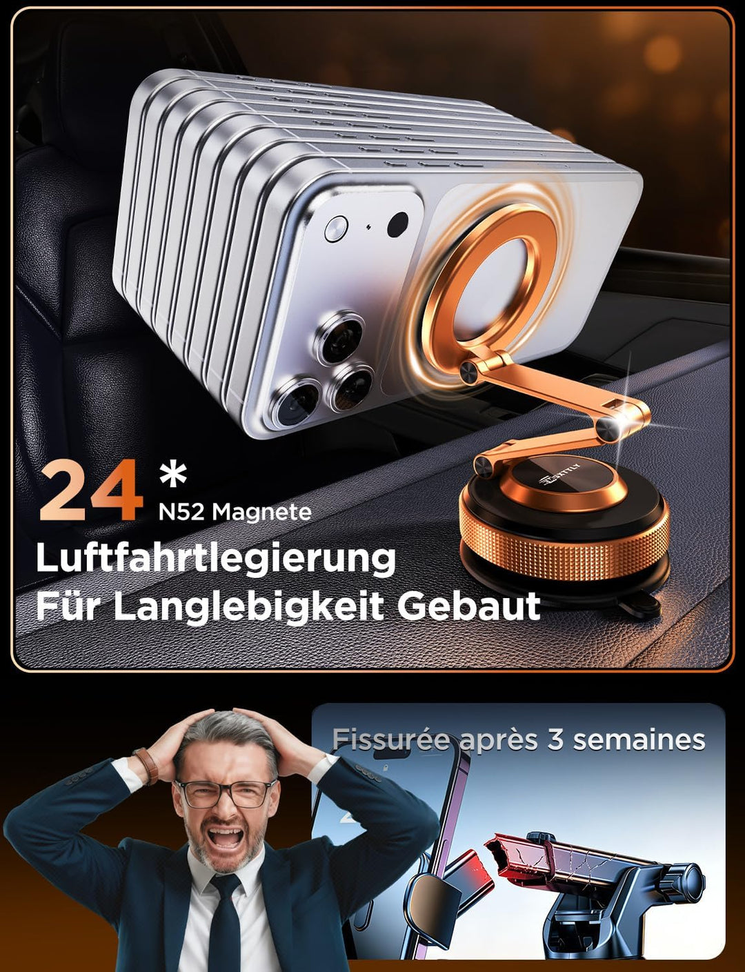 Handyhalterung Auto Magnetisch - Vmag S3 Handyhalterung Magnet 2026 mit Metall Dual Fold Arm & Erwei