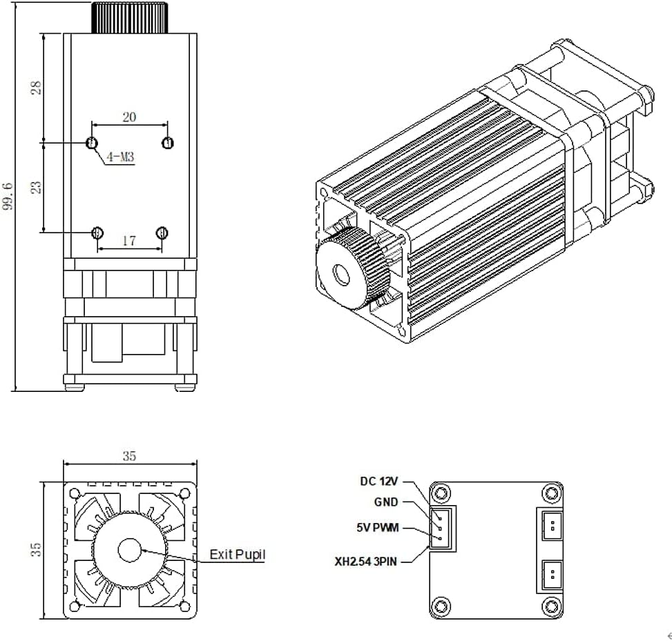 450nm 20W Lasermodul, LASER TREE 4W Ausgangsleistung Gravurmodul, Einstellbarer Brennpunkt, Blauer L