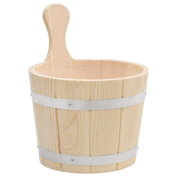 Saunakübel und Saunakelle Set aus massivem Kiefernholz mit 5 Liter Fassungsvermögen, 36 cm Kelle, la
