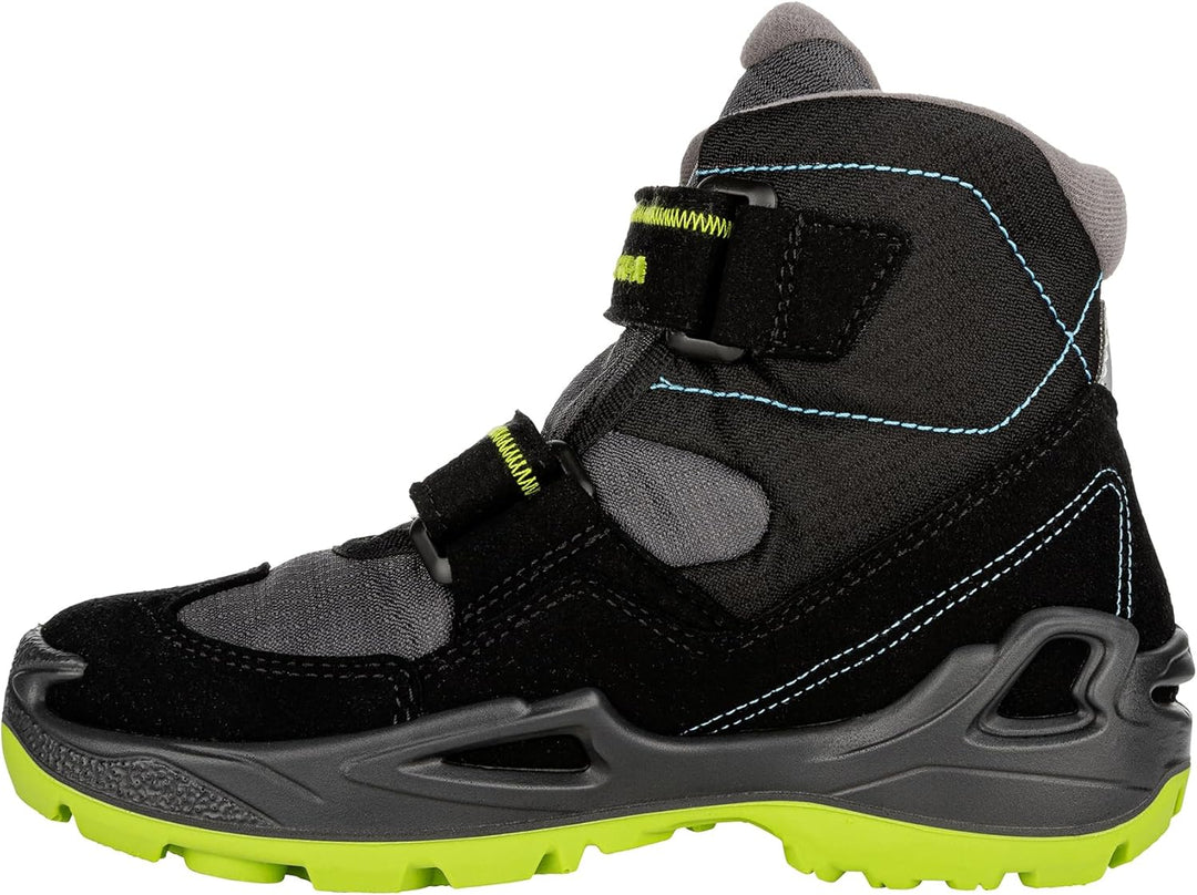LOWA MILO GTX MID Kinder Winterstiefel gefüttert Outdoor Goretex 640542 25 EU Black Turquoise, 25 EU