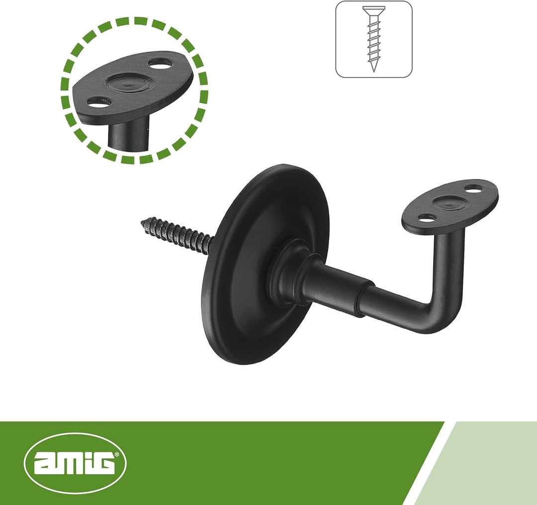 AMIG - Halterung für Geländer, Handlauf für Treppen, widerstandsfähig und robust, Wandmontage, Stahl